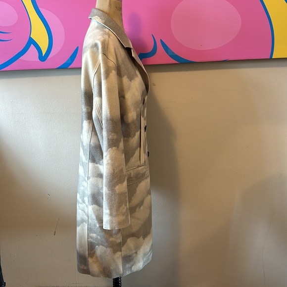 Moschino Jeans Gray White Clouds Wool Blend Coat - Picture 6 of 14